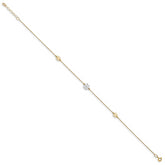 14K Two-tone Flower 3-Station 10 inch Plus 1 inch Extender - Total 11 inch Anklet